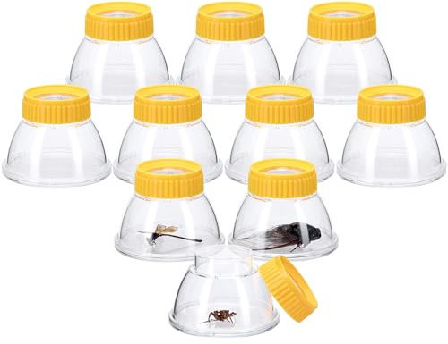 Navaris Becherlupen für Kinder 10er Set - Förderung des kognitiven Lernens - Lupenglas für Kinder - Ideal zum Beobachten von Insekten - Großes Insektenbox Set - Lupe