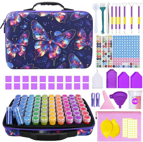 KIMIGO 5D Diamond Painting Zubehör Boxen mit 70 Fächern–Diamond Painting Aufbewahrungsbox,Aufbewahrungsbox für Diamanten,Perlen,Strasssteine,DIY Kunst Handwerk(Enthält Keine Diamanten)