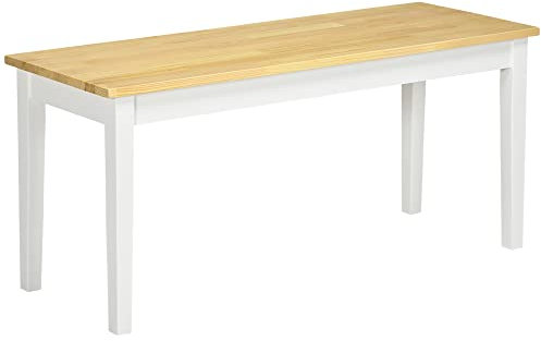 HOMCOM Banc en Bois pour 2 Personnes Bicolore Assise Naturelle et piètement Blanc - 102 x 36 x 45 cm