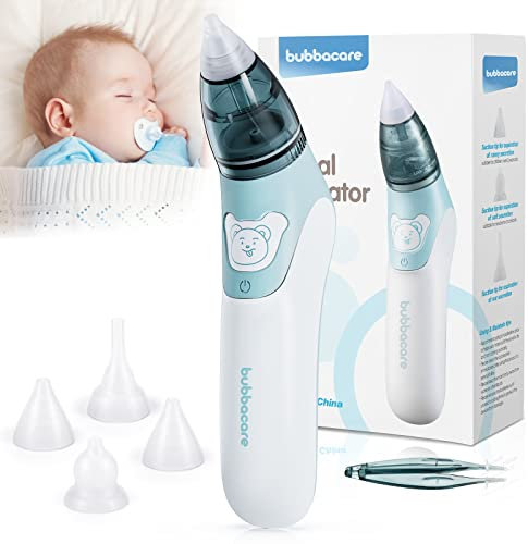 Baby Nasensauger, Tragbarer Nasensauger mit 4 Wiederverwendbaren Düsenspitzen, Batteriebetriebener Nasensauger Baby Elektrisch, Nasensauger Baby für Neugeborene, Kleinkinder und Kleinkinder