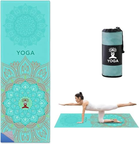 BORDEAG Yogamatte Aus Naturkautschuk, Rutschfest Yoga Handtuch Auflage, Saugfähig Schnelltrocknend Yogatuch, Handtuch Rutschfestm, Reise Yogamatte Für Pilates Picknick Freien