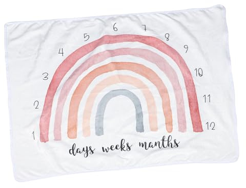 HEMOTON Coperta Ragazzo Ragazza in Flanella Morbida e Confortevole Stampa Arcobaleno Colorata per Decorazione e Fotografia Mensile dei Primi Mesi