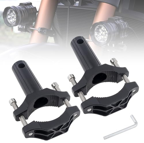 Windance 2pcs Moto Ffourche Avant Supports de Montage de Lampe, Phare Brouillard Support de Montage, Support de Montage de Lumière Auxiliaire Support d’extension Tube Clamp pour Moto