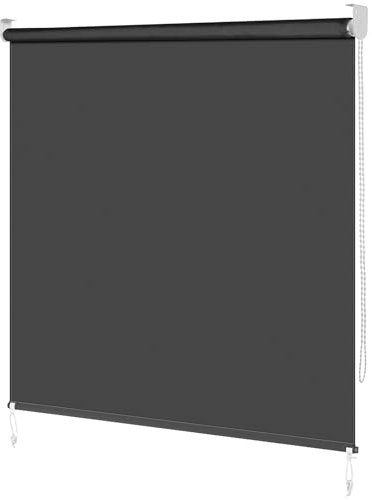 LIFERUN Außenrollo Senkrechtmarkise, 160x240 cm, Außen Balkonrollo, Outdoorrollo Sichtschutzrollo, UV Schutz Wasserfest, Balkonmarkise für Fenster, Balkon, Garten, Terrasse,Grau