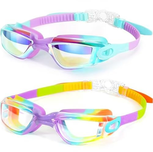 faliring Lot de 2 lunettes de natation pour enfants, garçons, filles, junior, protection UV, anti-brouillard, pour enfants de 3 à 15 ans