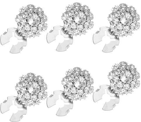 6PCS Button Covers, Detachable Rhinestone Button Covers for Women Blouses Crystal Decorative Clips Suitable for Within 12.5mm Buttons Jewelry for Jeans Sewing DIY Craft Women Men(Silver)
