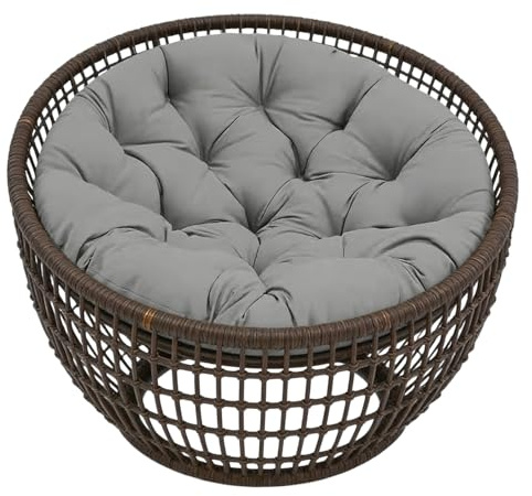 PORFOYO Cuscino per poltrona sospesa, cuscino per poltrona sospesa, 60 x 60 cm, per esterni, rotondo, per poltrona sospesa, in cotone, lavabile, grigio