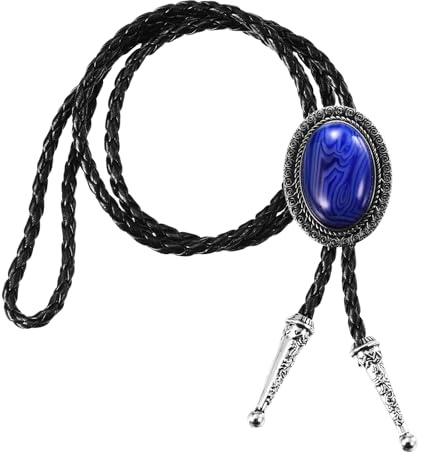 PATIKIL Bolo Tie Pour Hommes, Cravate Western Cowboy En Cuir Bolo Tie Collier En Rope De Vache Pour Femmes Hommes Costume Accessoires Traditionnels Vintage, Dark Blue