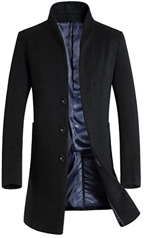 Vogstyle Uomo Sottile Caloroso Cappotto Invernale di Lana Nero L