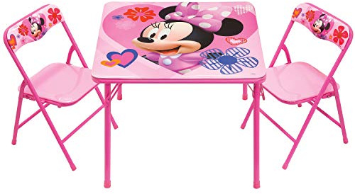 Minnie Mouse Activity Table Set with 2 Chairs for Girls Ages 3-7 Years Old