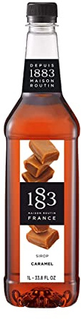 1883 Maison Routin Premium Caramel Syrup for Coffee, Hot Chocolate & Milkshakes - Vegan-Friendly, Allergen-Free, No Preservatives - 1L PET Bottle