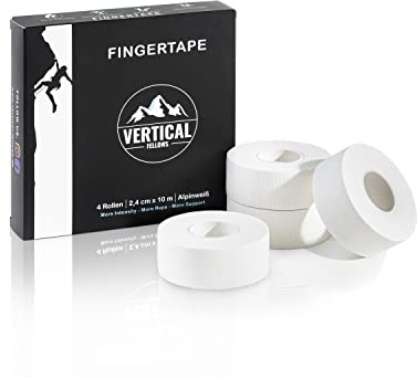 VERTICAL FELLOWS® 4 rullar klättertejp, 2,4 cm bred med PDF-tejpinstruktioner – DERMATEST mycket bra – perfekt fingertejp och sporttejp för klättring bouldering, volleyboll, handboll