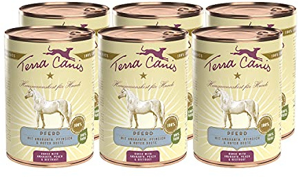 Terra Canis Cavallo, amaranto & pesca - Alimento umido Classic, 6x400g I Alimento premium per cani con ingredienti di autentica qualità human-grade al 100% I ipoallergenico & gluten-free