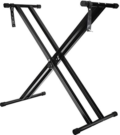 Youyijia Keyboardständer X-förmiger Doppelreihiger Keyboard Ständer Klappbar Robust Klavierständer mit 7-stufig Höhenverstellbar (Schwarz)