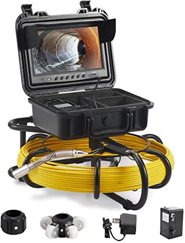 VEVOR Kit Telecamera con Endoscopio per Ispezione di Fognatura Schermo Colorata 9 Pollici Cavo Impermeabile 70m, Telecamera Ispezione Portatile Batteria 4500 mAh per Tubi Angolazione Visiva