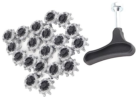 Syrisora Clavos para Zapatos, 20 Piezas, Clavos para Zapatos de Golf, Tacos de Repuesto para Zapatos de Golf, Clavos Antideslizantes Extraíbles para Zapatos de Golf con Herramienta de
