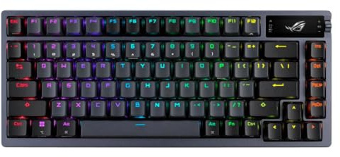 ASUS ROG Azoth Wireless Mechanical Gaming Keyboard – 75% TKL, Tri-Mode Connectivity, Hot Swappable Pre-lubed ROG NX Snow Linear Switches, PBT Keycaps, RGB, OLED Display, PC/Mac Support - Black