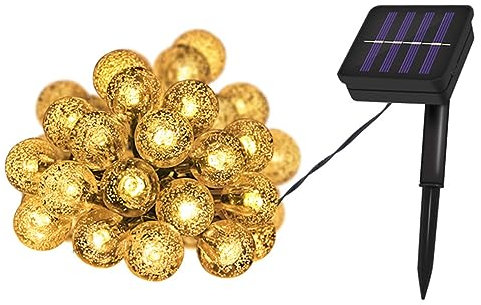 BESTonZON 1stück Solar Lichterkette Für Außenbereich Mit Großen Glaskugeln Photovoltaik Garten Dekoleuchte Warmweiß Für Terrasse Und Garten
