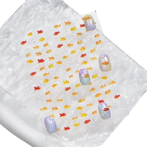 Pequeño pez rojo gelatina verano pez dorado carpa brillante pequeño Koi alivio suave pegatinas de arte de uñas calcomanías de manicura DIY herramientas de uñas pegatinas decorativas