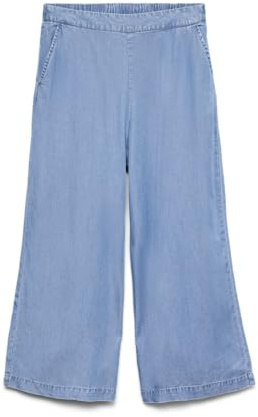 Pantalones Culotte de Mujer con Cintura Elástica y Pierna Ancha