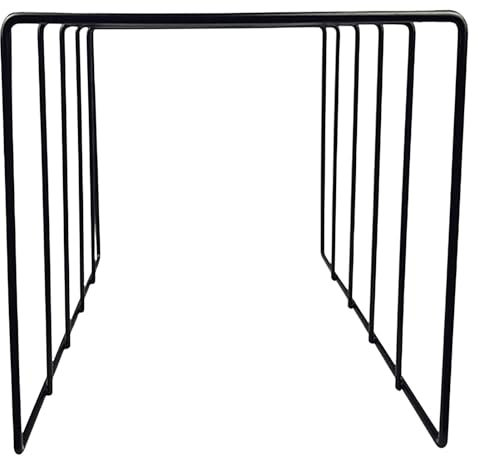 Vinyl Record Holder, Black Iron Desktop Storage Bookshelf - File Folder Organiser Sorter for Desk, Book Storage, Display Stand for Cooking, Decoration, Art, black, S, See description