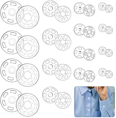 JIEYAO 100 Paare Druckknöpfe zum Annähen, Transparent Kunststoff Knopf Weiß Unsichtbare Druckknöpfe Hemdknöpfe Nähzubehör für DIY Kleidung Knöpfe Hemden Nähen Knöpfe 7 mm 10 mm 15 mm 21 mm