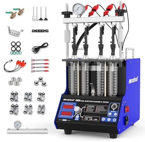 MR CARTOOL V209 Pulitore e Tester a ultrasuoni per iniettori con 4 cilindri per iniettori GDI EFI FSI - Pulitore e Tester per iniettori di Carburante Auto/Moto - Strumenti per Pulizia Carburante