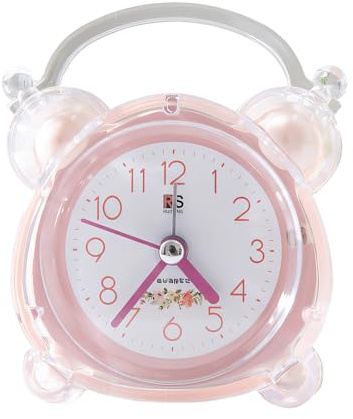 Yumyolk Adorable Réveil pour Enfants avec Afficheur Analogique - Mouvement Silencieux Rose Clair