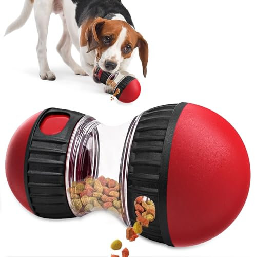Bukuhlio Hundespielzeug Intelligenz - Slow Feeder Futterball Rot, Interaktiver Snackball mit Mentale Stimulation für Kleine/Mittlere Hunde, Langlebiges Leckerli-Spender zum Entspannen & Verdauun