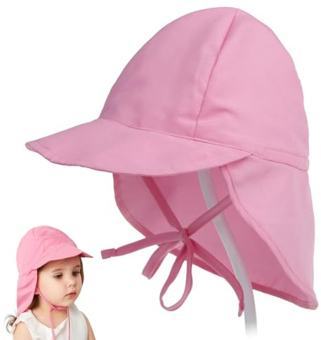 IKOPFLN Sombrero de Sol Infantil con protección UV UPF 50+ para niñas y niños Sombrero de Playa de Verano con Correa Ajustable para la Barbilla y Solapa para el Cuello, Talla pequeña 44-48 (verde)