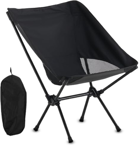 Silla de camping plegable, silla de camping, extra ancha, con bolsa de transporte, para adultos, silla plegable para camping, mochilero, picnic, pesca, senderismo y más (negro)