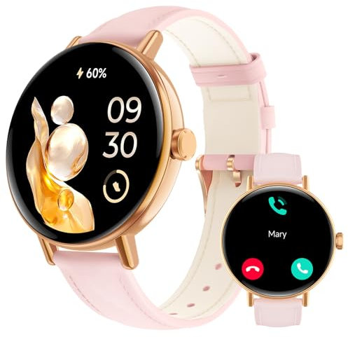 Montre Connectée Femme pour Samsung,iPhone,Android,1.27 Montre Connectée Femme Appel Bluetooth,Voix de l'IA,Smartwatch Moniteur de Fréquence Cardiaque,Sommeil,SpO2,Étanche IP68,110+ Modes Sport-Rose