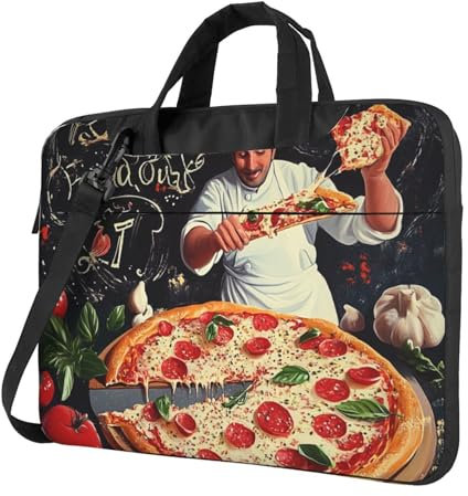 JCVOTREL Sac de transport coloré pour ordinateur portable, sac fourre-tout pour ordinateur portable, sac de voyage pour ordinateur portable, sac de travail pour homme et femme, Chef Pizza, 14 inch