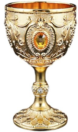 Milageto Agua en Relieve para Beber, Mini cáliz Decorativo Metal con Diamantes imitación Retro, Amantes los Bares, Oro