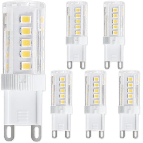 OddMart 6Pcs 3W G9 Light Bulbs LED Bulbs Natural Warm White 4500K, 240LM Bi-pin Energy Saving Capsule Bulb Equivalent 30W Halogen 360° Non-Flickering Not Dimmable CRI>80 for Chandelier Lighting Decor