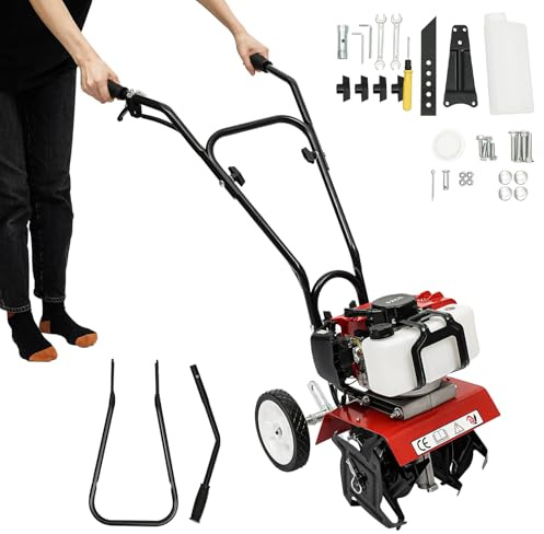 TouSuaRSi Motoazada eléctrica de dos tiempos, azada de jardín, azada de jardín, azada de jardín, para granjas, parques, jardines, patios, campos, llanuras, cuencas, huertos