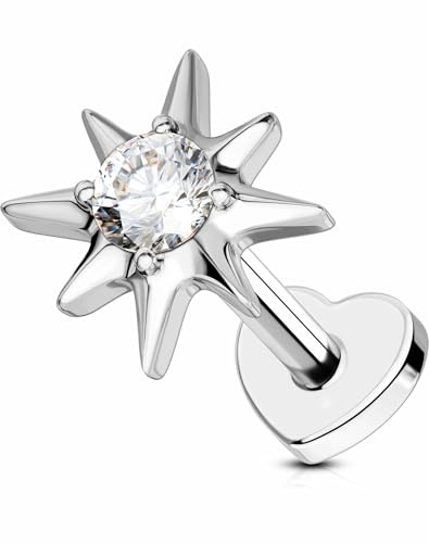 OUFER Body Piercing Lip Studs Labret Bars Titan 6/8 mm Silver Guld Helix Tragus Stud Piercing Jewellery internt gängad platt rygg örhängen för kvinnor män