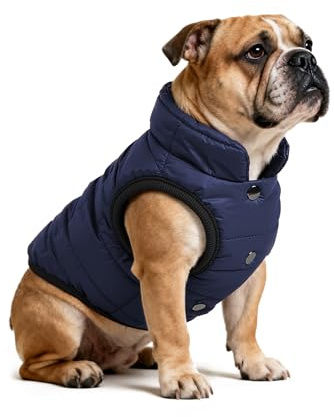 AURUZA Dog Winter Coat, Warm Waterproof Dogs Jacket Small Pet Vest for Medium Dogs Windproof Pet Fleece Vest Snow Jacket for Cold Weather(Navy Blue,S)