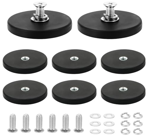 Fuertes imanes de goma antideslizantes, 8 unidades, neodimio engomados de 43 mm, con tornillos M4, base de montaje, 15 kg, fuerza de sujeción para tornillos, ojal o gancho