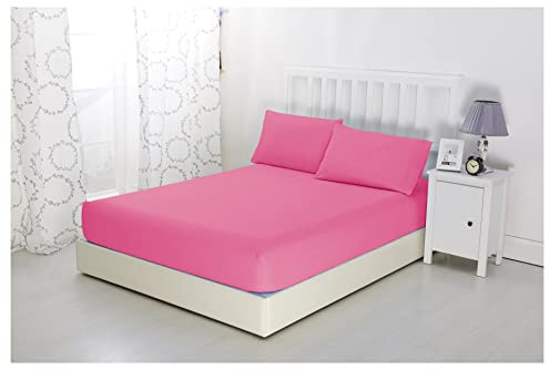 Sonia Moer Super Soft Brushed Microfibre Fitted Sheet - Non Iron Breathable Hypoallergenic Bottom Sheet with Strong Elastic Hem- Single/Pink