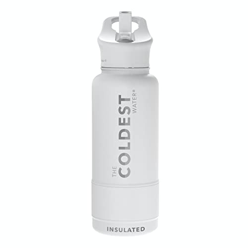 Coldest Insulated Water Bottle with Straw Lid - Stainless Steel Metal Insulated Bottle for Men & Women (Epic White, 32 oz)