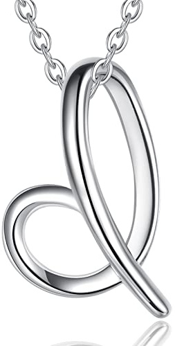 Eudora 925 Sterling Silver 26 Letter Alphabet Initial Personalised Pendant Necklace for Women Ladies Girls,18inch