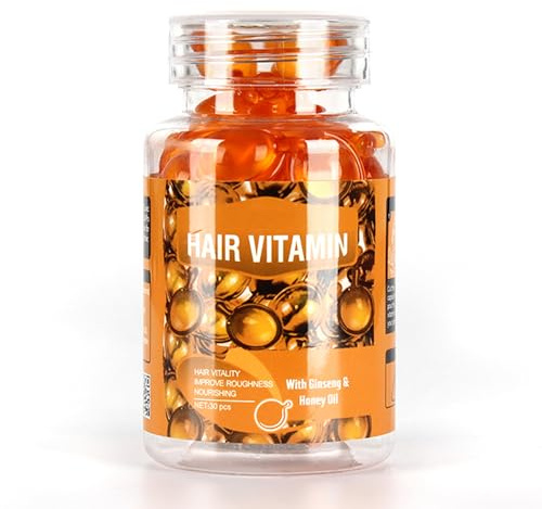Gowwim Haar-Vitamin-Serum-Kapseln, Haarbehandlungsserum, Argan-, Makadamien- und Avocadoöl, Intensive Pflege und Reparatur geschädigter Haare, 30 Stk (orange)