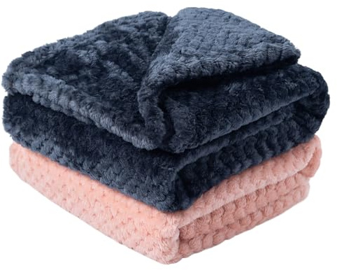 SLSON 2 Pack Pet Blankets for Puppies, Washable Dog Blankets for Small Dogs Pet Throw Blanke for Bed Covers, Couch, Sofa, Crate, Warm Soft Cat Blankets for Indoor Cats (Pink and Black Grey)