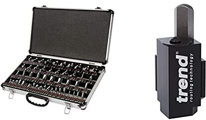 Trend SET/SS50X1/4TC Starter Cutter Set 50Pcs & C Corner Wood Chisel for Square Hinge and Lock Face Fitting, Black, 70mm
