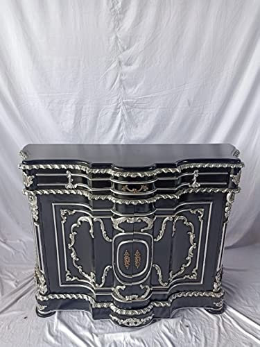 Lüllmann Louis XIV. Louises - Cómoda (131 cm), diseño barroco, color negro y plateado