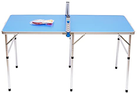 Mini table de ping-pong pliable avec filet de ping-pong, balles, raquettes pour la maison et le jardin (152 x 76 x 76 cm)