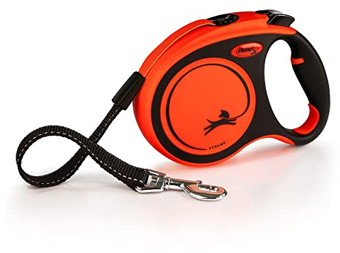 FLEXI® Xtreme Tape Retractable Dog Leash, Large, 16 ft - Orange/Black