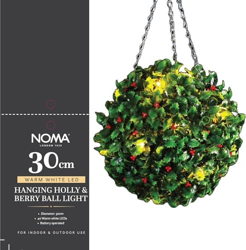 NOMA Stechpalmen- und Beeren-Kugel, 40 warmweiße Beeren-LEDs (1 Stück)