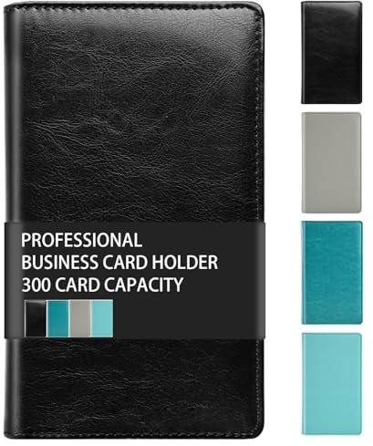 GOWALL 300 Card Capacity Leather Business Card Book Holder Organizer, Card Binder Professional PU Name Card Credit Cards Booklet (Multiple Colors Optional)